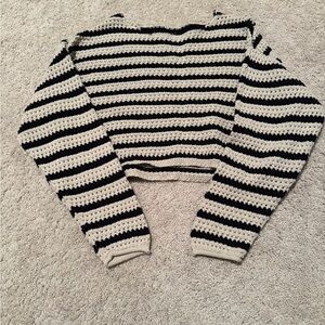 Lucky Brand Cropped Black and Cream Knit Sweater